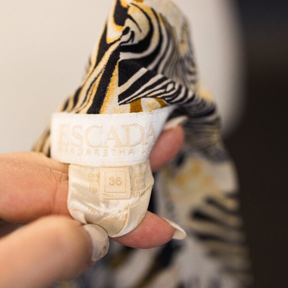 Vintage Escada Zebra Animal Print Silk Blouse - Picture 3 of 11